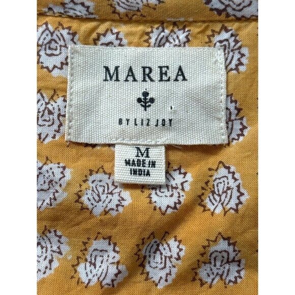 Marea by Liz Joy Steph Top Floral Peasant Tassels Yellow White Cotton Size M - Picture 4 of 8
